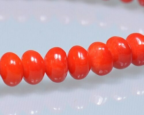 Oval Red (Dyed) Coral Beads 6x4mm | Sold By 1 Strand(7.5-8") | BS0003